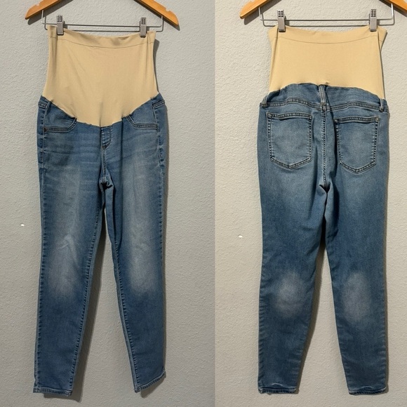 Unbranded Pants - Maternity Pregnancy Blue Washout Soft Denim Skinny Pants Size M Mom to Be
